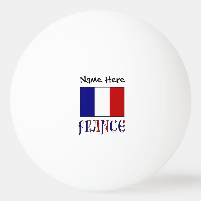Bolinha De Ping Pong França e Sinalizador Francês com Seu Nome (Frente)