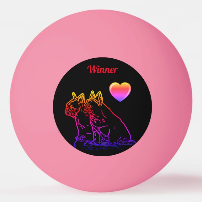 Bolinha De Ping Pong Französische Bulldoggen mit Herz French Bulldog (Frente)