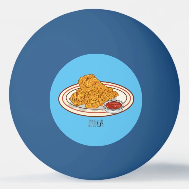 Bolinha De Ping Pong Fried chicken cartoon illustration (Frente)