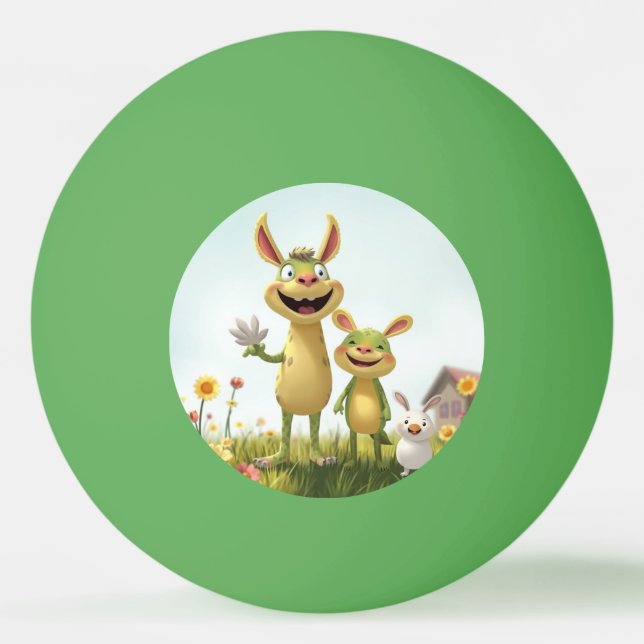 Bolinha De Ping Pong Fröhliche Wiesengang – Bunte Tierfreunde im Frühli (Frente)