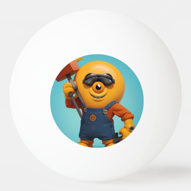 Bolinha De Ping Pong Fröhlicher Baumeister – Gelber Held mit Hammer   (Frente)