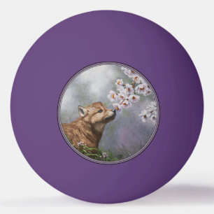 Bolinha De Ping Pong Fusca e flores de Cinza-de-leite