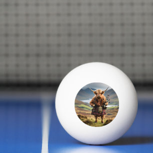 Bolinha De Ping Pong Gado de Highland Escocês Tocador de Gaita,