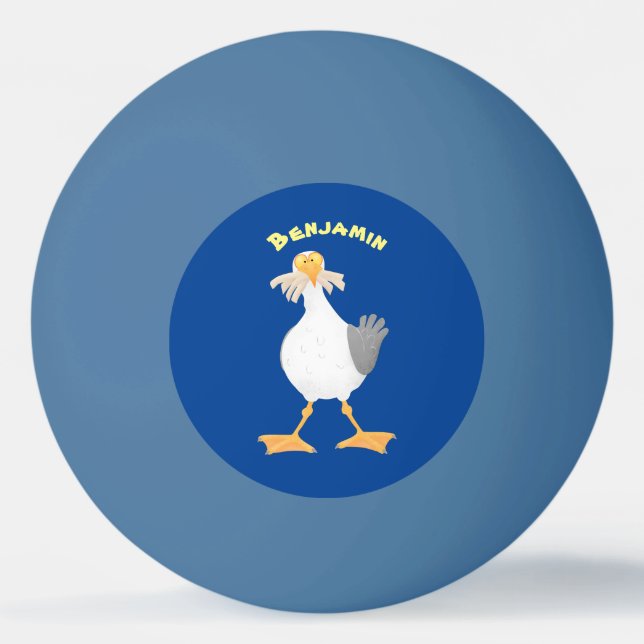 Bolinha De Ping Pong Gaivota engraçada com desenho francês (Frente)