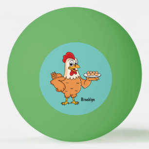 Bolinha De Ping Pong Galinha com ovos na caricatura da placa