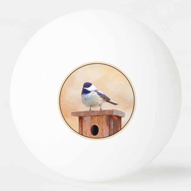 Bolinha De Ping Pong Galinha em Birdhouse Pintura Original de Pássaros (Frente)