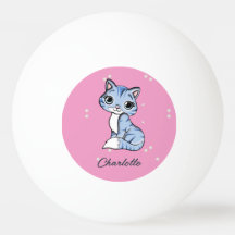 Gato azul bonito com nome personalizado rosa