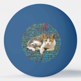 Bolinha De Ping Pong Gato bonito sobre fundo de abstrato