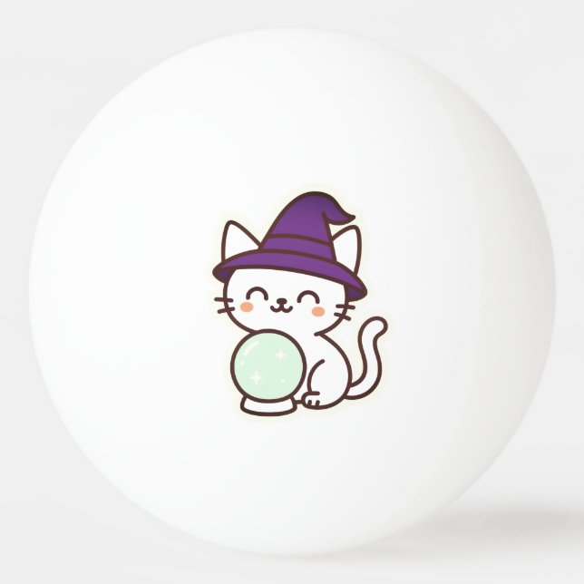 Bolinha De Ping Pong Gato de Halloween de Kawaii - Mágico e Adorável Sp (Frente)