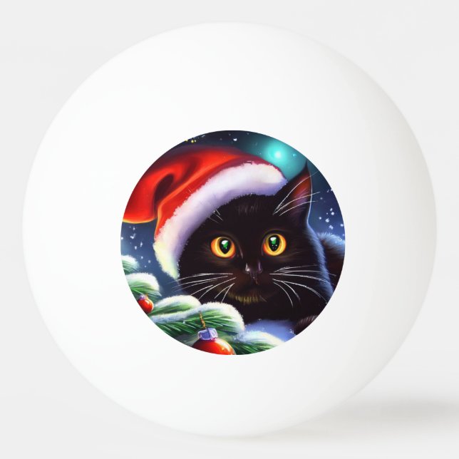 Bolinha De Ping Pong Gato de Natal (1) (Frente)