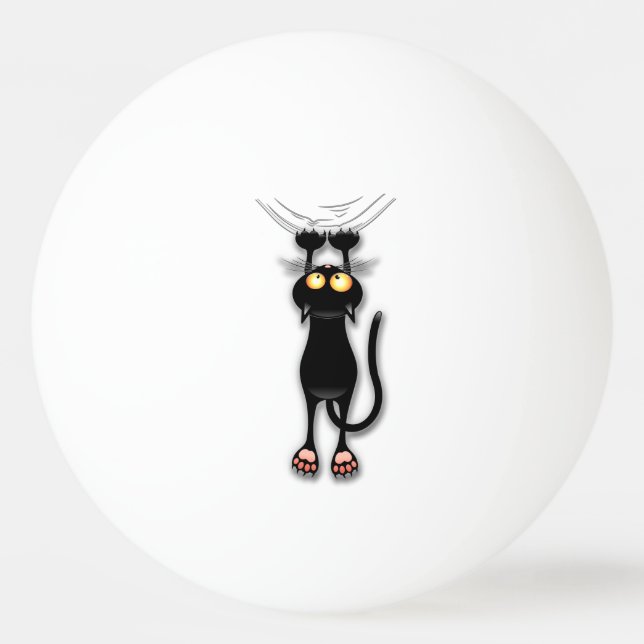 Bolinha De Ping Pong Gato engraçado Personagem arranhando Tecido (Frente)
