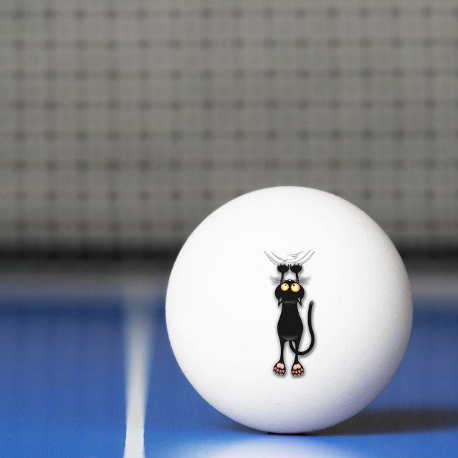 Bolinha De Ping Pong Gato engraçado Personagem arranhando Tecido (Líquido)