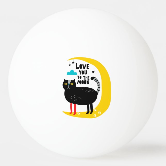 Bolinha De Ping Pong Gato na lua (Frente)