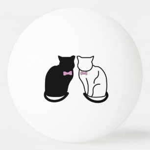 Bolinha De Ping Pong Gato Preto e Branco