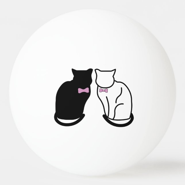 Bolinha De Ping Pong Gato Preto e Branco (Frente)