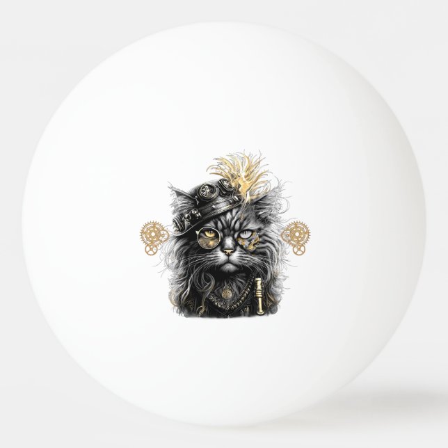 Bolinha De Ping Pong Gato Steampunk Incrível  (Frente)