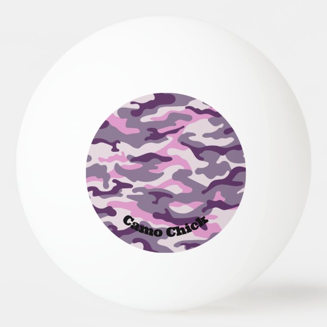 Bolinha De Ping Pong Girly Camouflage pinta monograma em preto | (Verso)