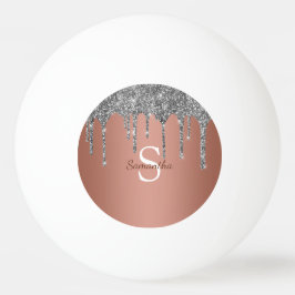 Bolinha De Ping Pong Glitter Silver Sparkle Drives Rosa Monograma Doura