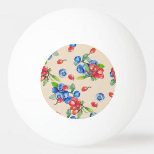 Bolinha De Ping Pong Goji, mirtilo: padrão de ilustração de aquarela.