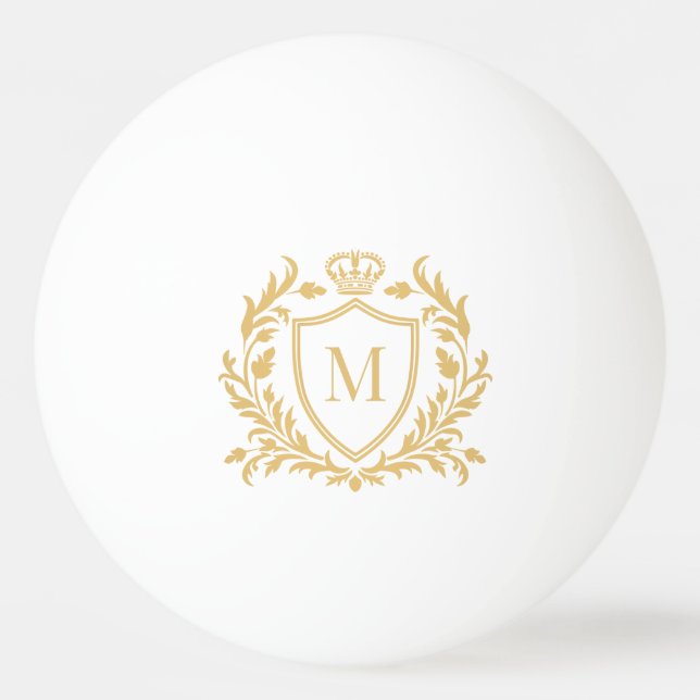 Bolinha De Ping Pong Gold Heraldic Crest Crown Monogram (Frente)