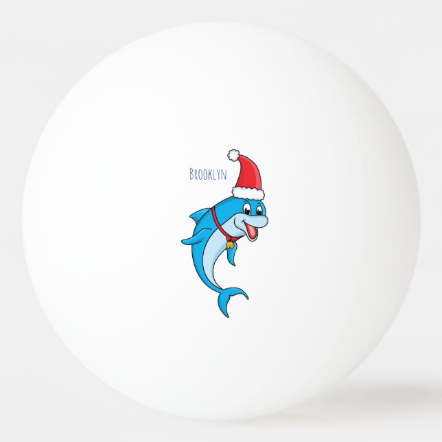 Bolinha De Ping Pong Golfinho bonito com desenho animado de Papai Noel (Frente)