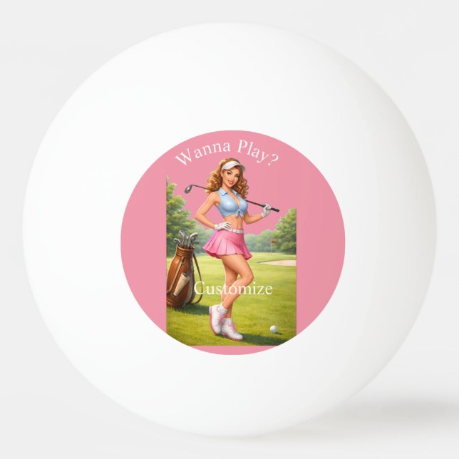 Bolinha De Ping Pong Golfista Feminina em Forma Thunder_Cove (Frente)