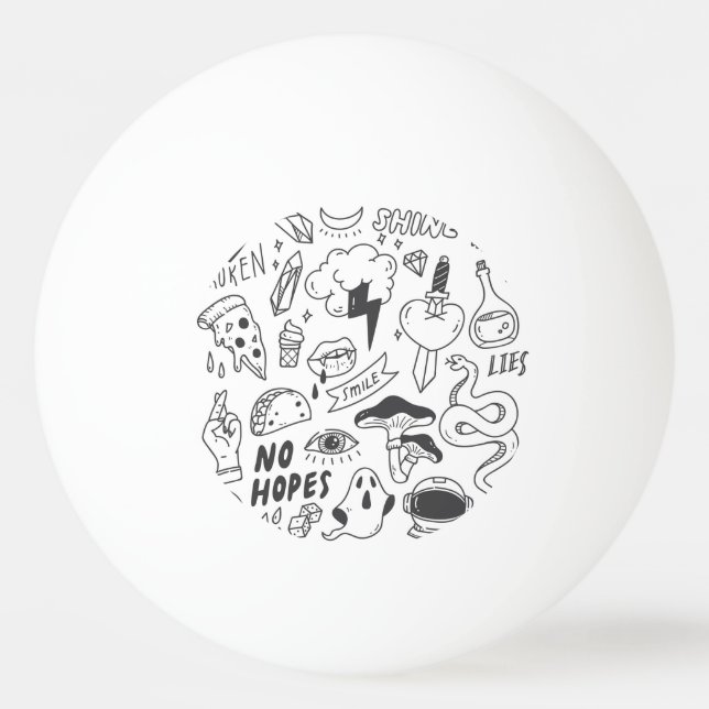 Bolinha De Ping Pong Grafite Bonito: Conjunto de Artes de Porte. (Frente)