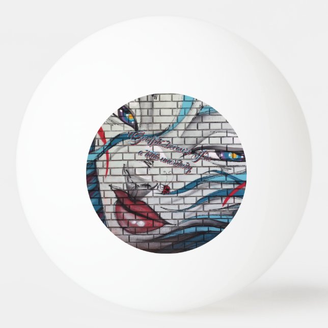 Bolinha De Ping Pong Grafite de Menina Asiática  (Frente)