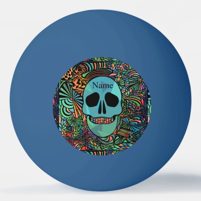Bolinha De Ping Pong Halloween Hippie Skull Thunder_Cove (Frente)