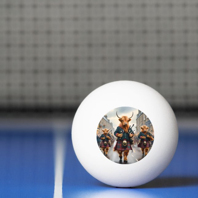 Bolinha De Ping Pong Highland Harmony: Bagpipe Highland Cow Banda (Líquido)