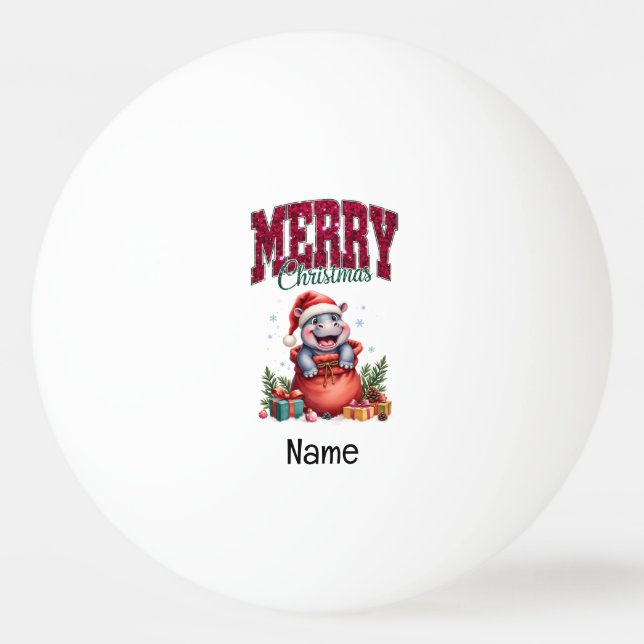 Bolinha De Ping Pong Hippo Natal temático para Ping Pong Player (Frente)