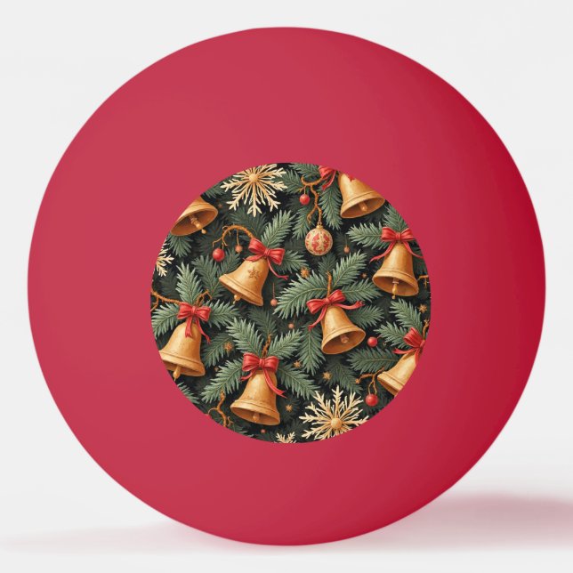 Bolinha De Ping Pong Holiday Bells, Decorative Christmas Pattern, (Frente)