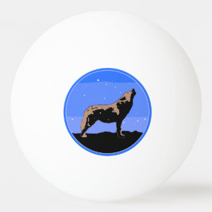 Bolinha De Ping Pong Howling Wolf no inverno - Arte original sobre a vi
