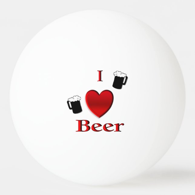 Bolinha De Ping Pong I Heart Beer Design (Frente)