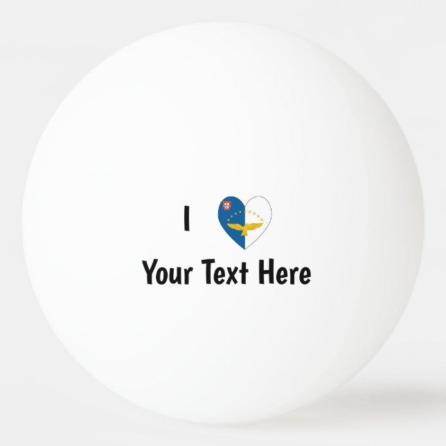 Bolinha De Ping Pong I Love (Azorean Flag Heart) Personalizado (Frente)