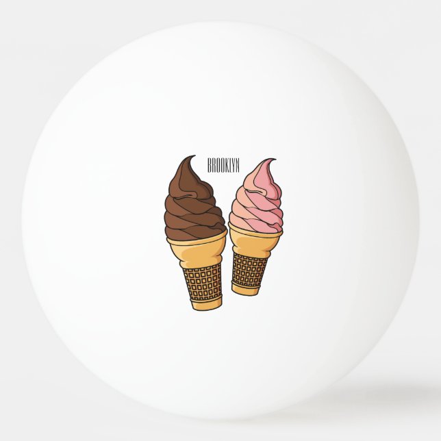 Bolinha De Ping Pong Ice cream cone cartoon illustration  (Frente)