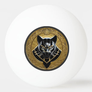 Bolinha De Ping Pong Ícone da Pantera Negra com Fundo Geométrico Dourad