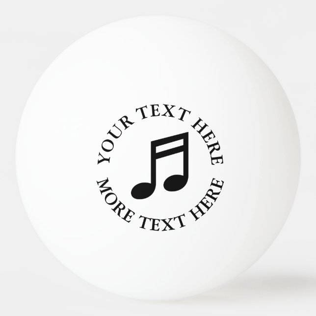 Bolinha De Ping Pong Ícone de nota musical preto e branco mesa de tênis (Frente)
