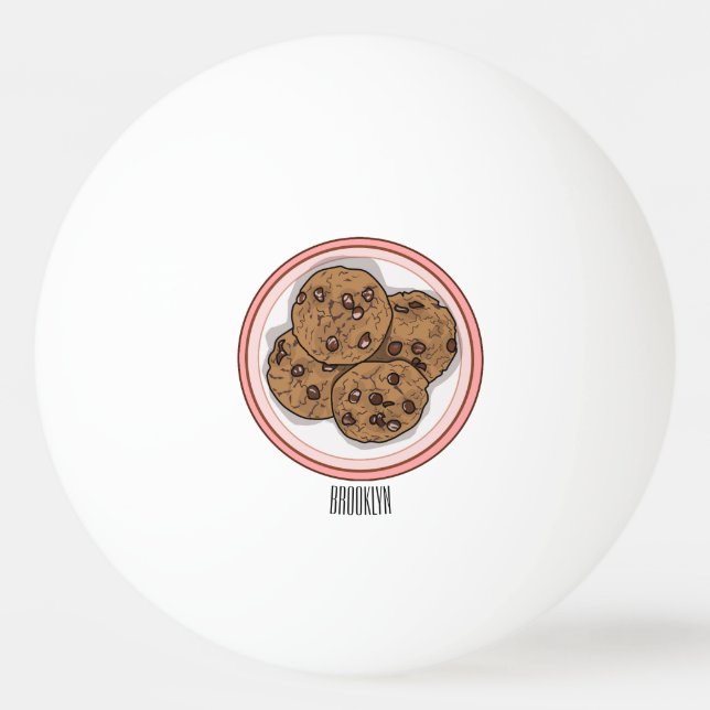 Bolinha De Ping Pong Ilustração de desenho animado com chip de chocolat (Frente)
