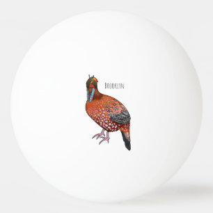 Bolinha De Ping Pong Ilustração de desenho animado de aves tragopan de