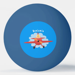 Bolinha De Ping Pong Ilustração de desenho animado de avião vermelho-vo