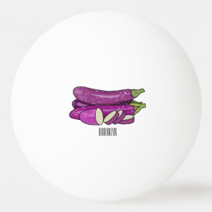 Bolinha De Ping Pong Ilustração de desenho animado de berinjela