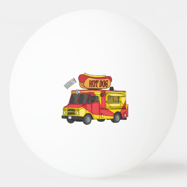 Bolinha De Ping Pong Ilustração de desenho animado de caminhão com comi (Frente)