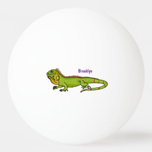 Bolinha De Ping Pong Ilustração de desenho animado de iguana verde feli
