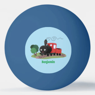 Bolinha De Ping Pong Ilustração de desenho animado de locomotiva de com