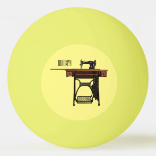 Bolinha De Ping Pong Ilustração de desenho animado de máquina de costur