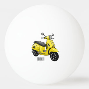 Bolinha De Ping Pong Ilustração de desenho animado de motocicleta