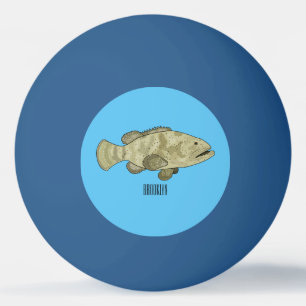 Bolinha De Ping Pong Ilustração de desenho animado de peixe-grua