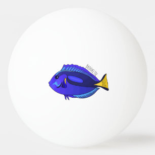 Bolinha De Ping Pong Ilustração de desenho animado de peixe marrom azul