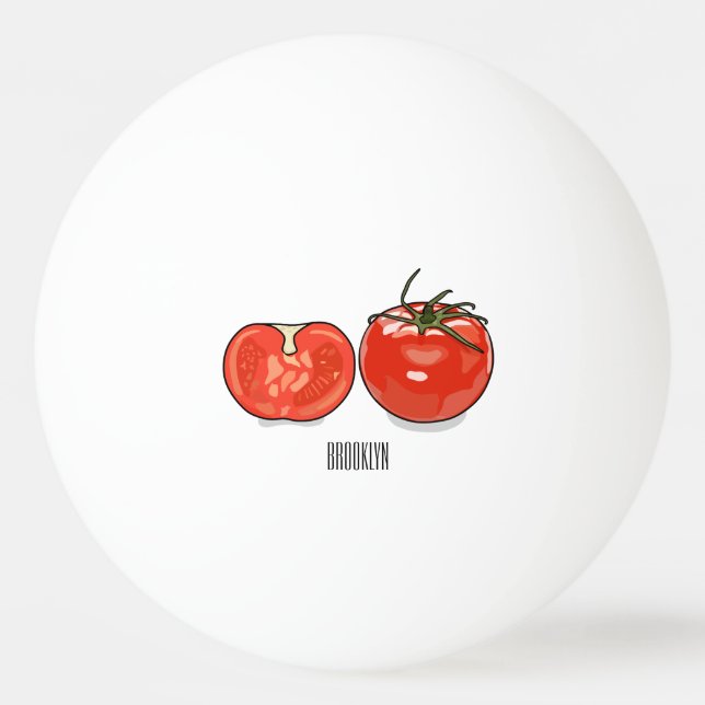 Bolinha De Ping Pong Ilustração de desenho animado de tomate (Frente)